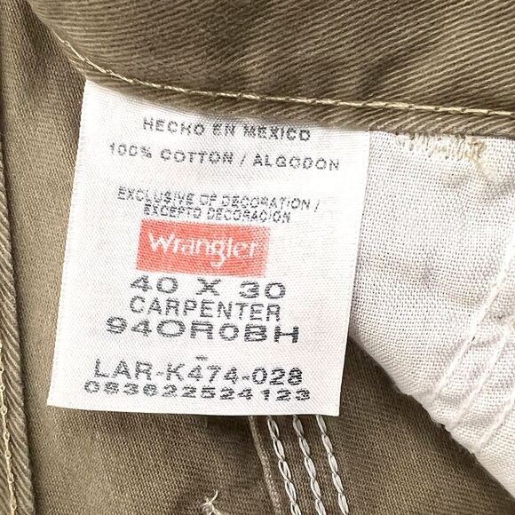 Wrangler Originals Carpenter Pants Men's 40x30 Khaki Workwear Cotton Utility - Picture 7 of 9